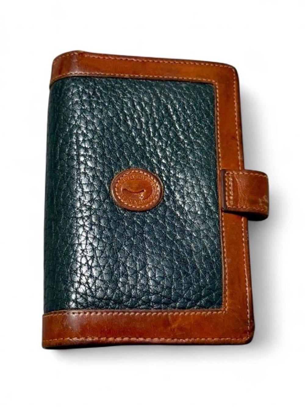 Dooney & Bourke Vintage Leather Wallet – Pebbled Navy & Brown